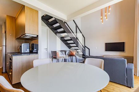 Sala/Cozinha de apartamento para alugar com 1 quarto, 58m² em Campo Belo, São Paulo