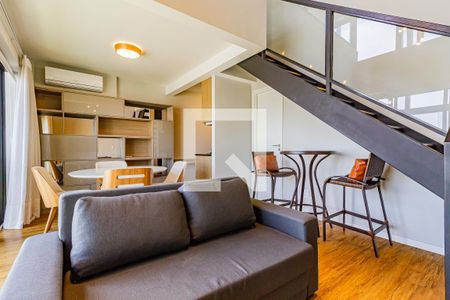 Sala/Cozinha de apartamento para alugar com 1 quarto, 58m² em Campo Belo, São Paulo