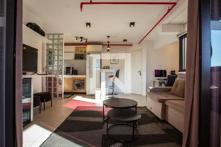Sala de apartamento para alugar com 1 quarto, 82m² em Brooklin, São Paulo