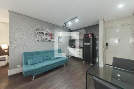 Sala - Cozinha Integrada de apartamento à venda com 1 quarto, 34m² em Cidade Monções, São Paulo
