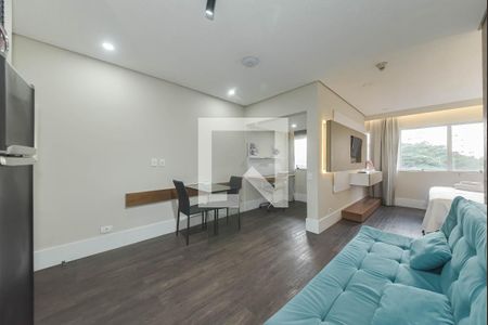 Sala - Cozinha Integrada de apartamento à venda com 1 quarto, 34m² em Cidade Monções, São Paulo