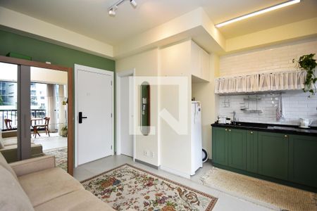 sala de estar de apartamento à venda com 1 quarto, 40m² em Jardim das Bandeiras, São Paulo