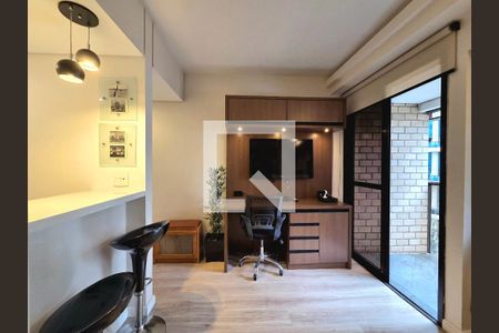 Sala/Cozinha de kitnet/studio para alugar com 1 quarto, 37m² em Indianópolis, São Paulo