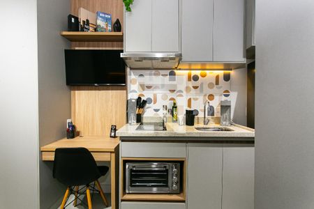 Cozinha de kitnet/studio para alugar com 1 quarto, 23m² em Tatuapé, São Paulo