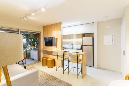 Sala de apartamento para alugar com 1 quarto, 45m² em Indianópolis, São Paulo