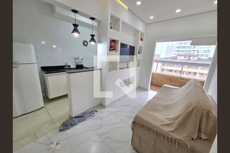 Sala de apartamento para alugar com 1 quarto, 48m² em Balneario Flórida, Praia Grande