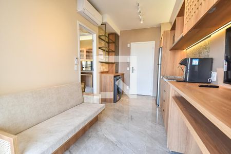 Sala/cozinha de apartamento para alugar com 1 quarto, 28m² em Liberdade, São Paulo