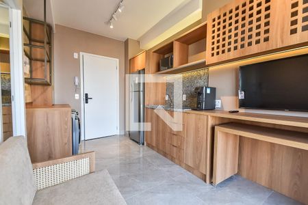 Sala/cozinha de apartamento para alugar com 1 quarto, 28m² em Liberdade, São Paulo