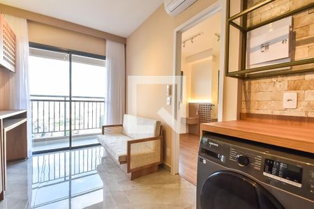 Sala/cozinha de apartamento para alugar com 1 quarto, 28m² em Liberdade, São Paulo