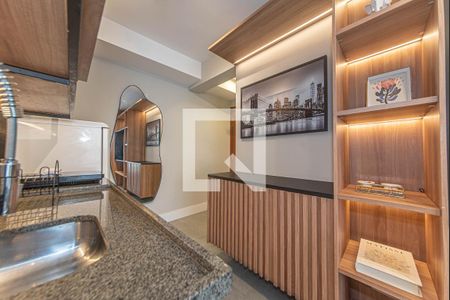 Cozinha de kitnet/studio para alugar com 1 quarto, 25m² em Brooklin, São Paulo