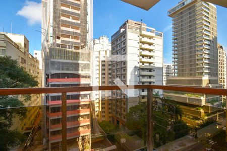 varanda sala de estar de apartamento à venda com 1 quarto, 45m² em Jardim Paulista, São Paulo