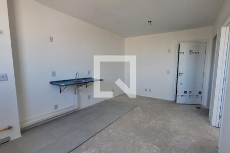 Sala/Cozinha de apartamento à venda com 1 quarto, 32m² em Parque das Nações, Santo André