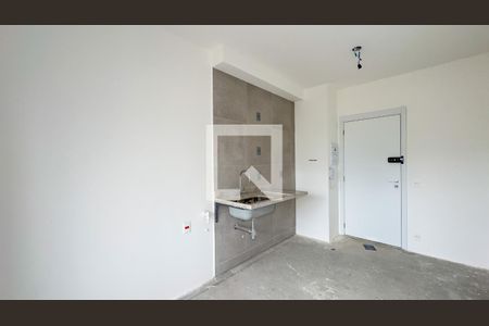 Sala e cozinha de apartamento à venda com 1 quarto, 32m² em Campo Belo, São Paulo