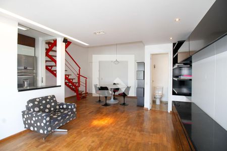 Sala de Estar e Jantar de apartamento para alugar com 1 quarto, 76m² em Alto de Pinheiros, São Paulo