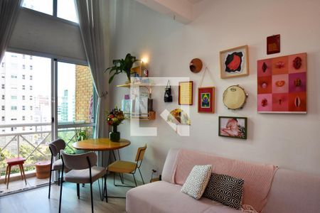 Sala de estar e jantar de apartamento para alugar com 1 quarto, 43m² em Paraíso, São Paulo
