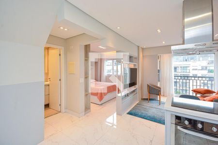 Sala/Cozinha de apartamento para alugar com 1 quarto, 76m² em Vila do Castelo, São Paulo