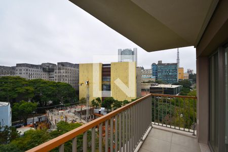varanda Sala de apartamento para alugar com 1 quarto, 45m² em Jardim Paulista, São Paulo