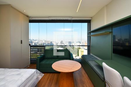 sala de jantar e estar de kitnet/studio para alugar com 1 quarto, 27m² em Pinheiros, São Paulo