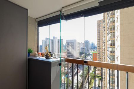Varanda da Sala de apartamento à venda com 1 quarto, 28m² em Brooklin, São Paulo