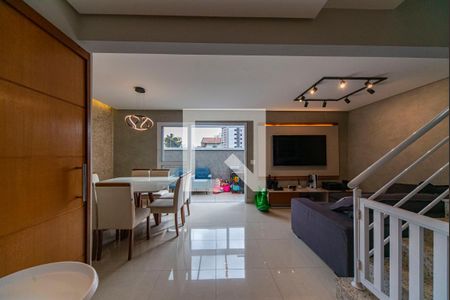 Sala de casa de condomínio à venda com 3 quartos, 181m² em Vila Assunção, Santo André