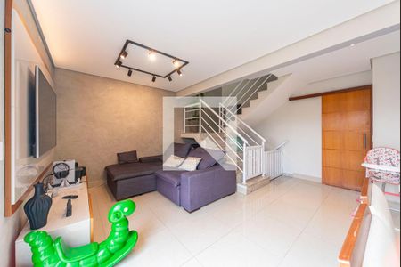 Sala de casa de condomínio à venda com 3 quartos, 181m² em Vila Assunção, Santo André