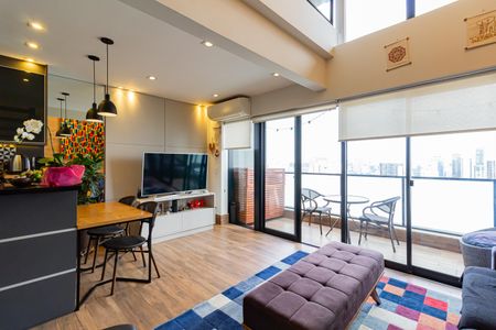 Sala/Cozinha de apartamento para alugar com 1 quarto, 67m² em Campo Belo, São Paulo