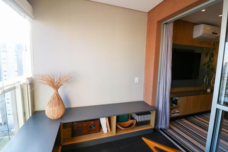 Varanda da Sala de apartamento para alugar com 1 quarto, 55m² em Campo Belo, São Paulo
