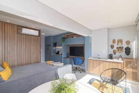 Varanda de kitnet/studio para alugar com 1 quarto, 35m² em Indianópolis, São Paulo