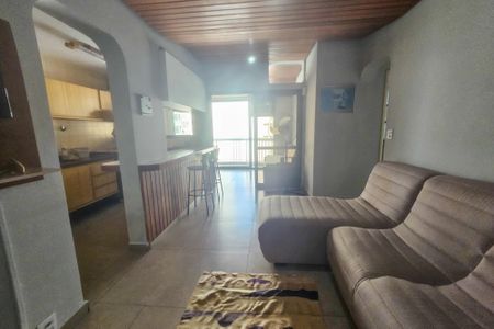 Sala de apartamento para alugar com 1 quarto, 63m² em Morro do Maluf, Guarujá