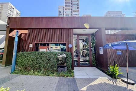 Studio para alugar com 36m², 1 quarto e sem vaga Studio para alugar com 36m², 1 quarto e sem vagaFachada com Plaquinha