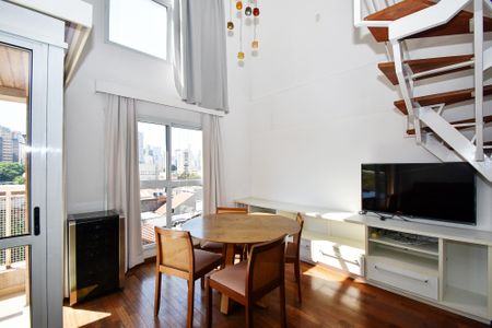 Apartamento para alugar com 63m², 1 quarto e 2 vagasSala