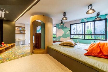 Studio para alugar com 25m², 1 quarto e sem vaga Studio para alugar com 25m², 1 quarto e sem vagaÁrea comum - Brinquedoteca