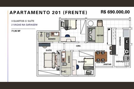 Apartamento à venda com 94m², 3 quartos e 2 vagas