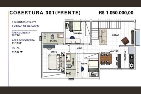 Apartamento à venda com 147m², 3 quartos e 2 vagas