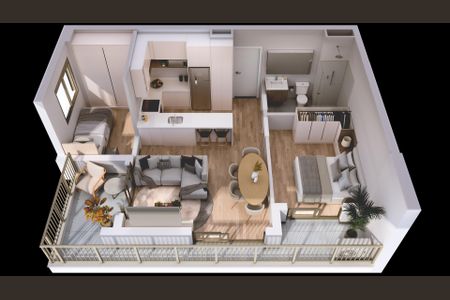 Studio para alugar com 58m², 2 quartos e 1 vaga