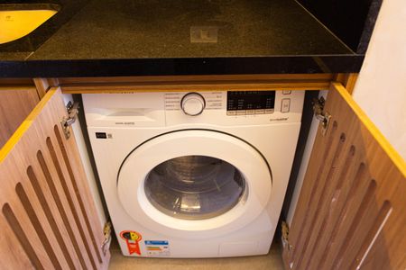 Studio para alugar com 25m², 1 quarto e 1 vaga Studio para alugar com 25m², 1 quarto e 1 vagaStudio - detalhe - lavadora e secadora