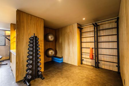 Studio para alugar com 25m², 1 quarto e 1 vaga Studio para alugar com 25m², 1 quarto e 1 vagaÁrea comum - Academia