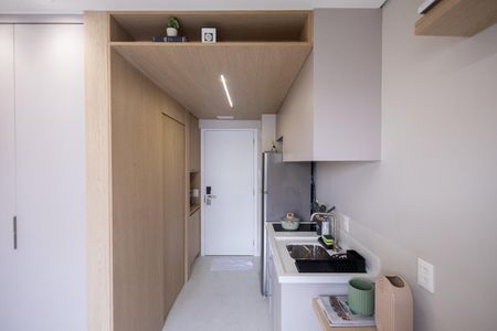 Cozinha de apartamento à venda com 1 quarto, 20m² em Indianópolis, São Paulo