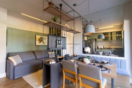 Sala/Cozinha de apartamento à venda com 1 quarto, 43m² em Cambuí, Campinas