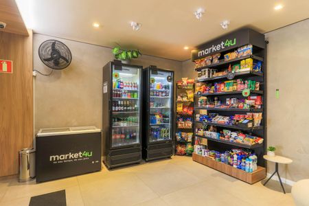 Studio para alugar com 26m², 1 quarto e sem vaga Studio para alugar com 26m², 1 quarto e sem vagaÁrea comum - Mercado