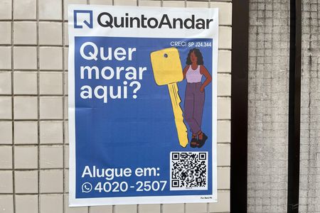 Placa instalada de apartamento para alugar com 1 quarto, 46m² em Boqueirão, Santos