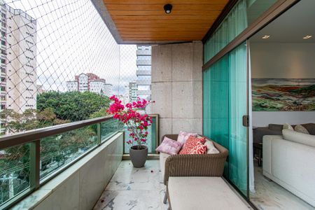 Varanda da Sala de apartamento à venda com 4 quartos, 212m² em Serra, Belo Horizonte