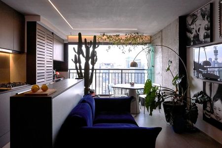 Sala/Cozinha de apartamento à venda com 1 quarto, 53m² em Barra Funda, São Paulo