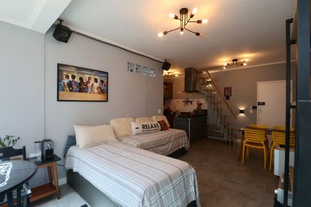 Sala de apartamento para alugar com 1 quarto, 54m² em Jardim Las Palmas, Guarujá