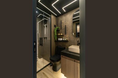 Banheiro de kitnet/studio à venda com 1 quarto, 27m² em Pompeia, São Paulo