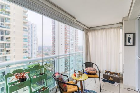 Varanda da Sala de apartamento à venda com 1 quarto, 59m² em Campo Belo, São Paulo