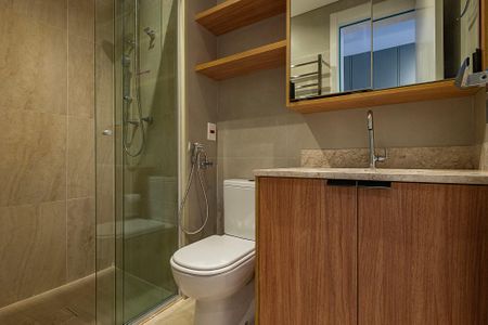 Studio para alugar com 25m², 1 quarto e sem vaga Studio para alugar com 25m², 1 quarto e sem vagaBanheiro Social