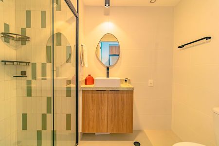 Banheiro Social de kitnet/studio para alugar com 1 quarto, 29m² em Vila Clementino, São Paulo