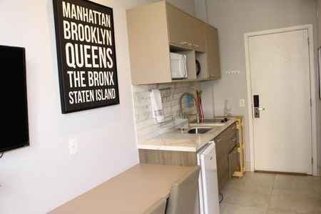 Cozinha de kitnet/studio à venda com 1 quarto, 21m² em Centro Histórico de São Paulo, São Paulo