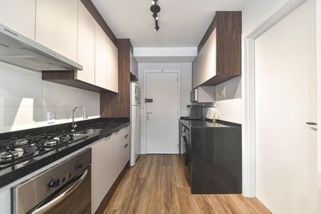 Sala - Cozinha Integrada de apartamento à venda com 1 quarto, 30m² em Jardim Caravelas, São Paulo